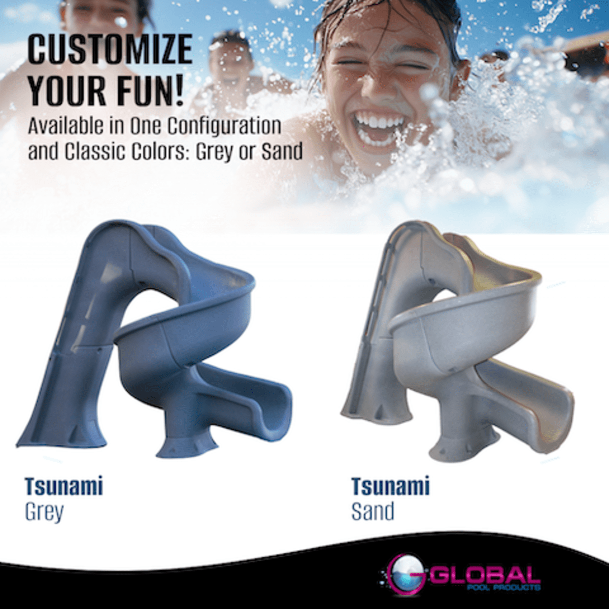 Tsunami Pool Slide, Grey