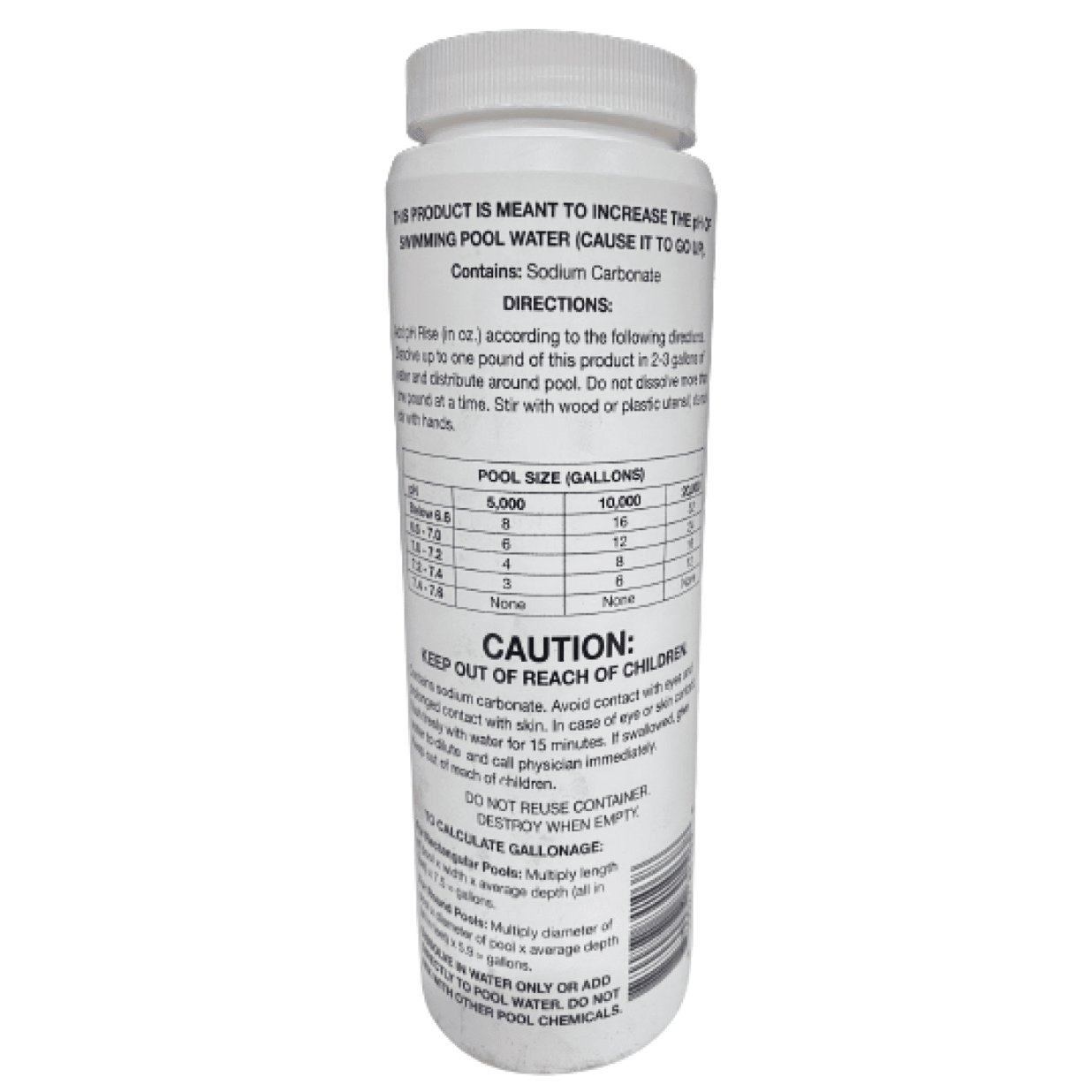 1 lb Bottle pH Up Balancer for Swimming Pools and Spas
