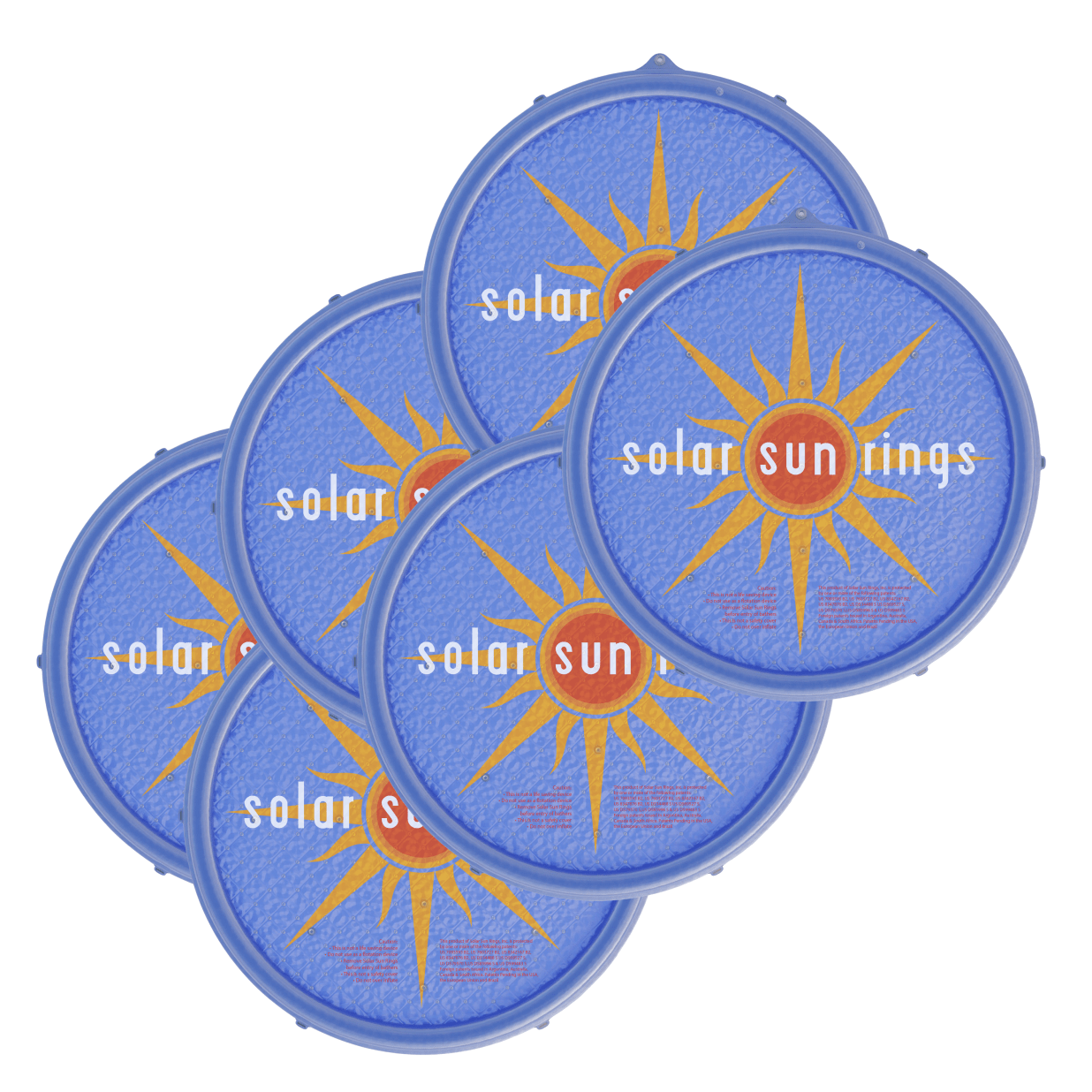 Solar Sun Rings Swimming Pool Solar Cover, Blue Sunburst, 5-Foot Diameter, 6-Pack