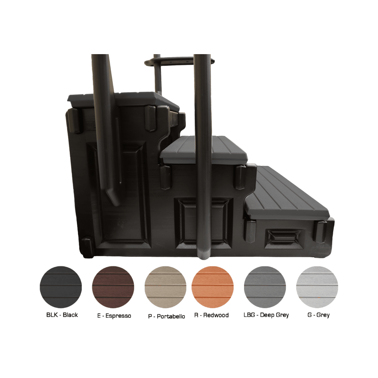 36" Gray 3-Tread Sta Step with Back Frame