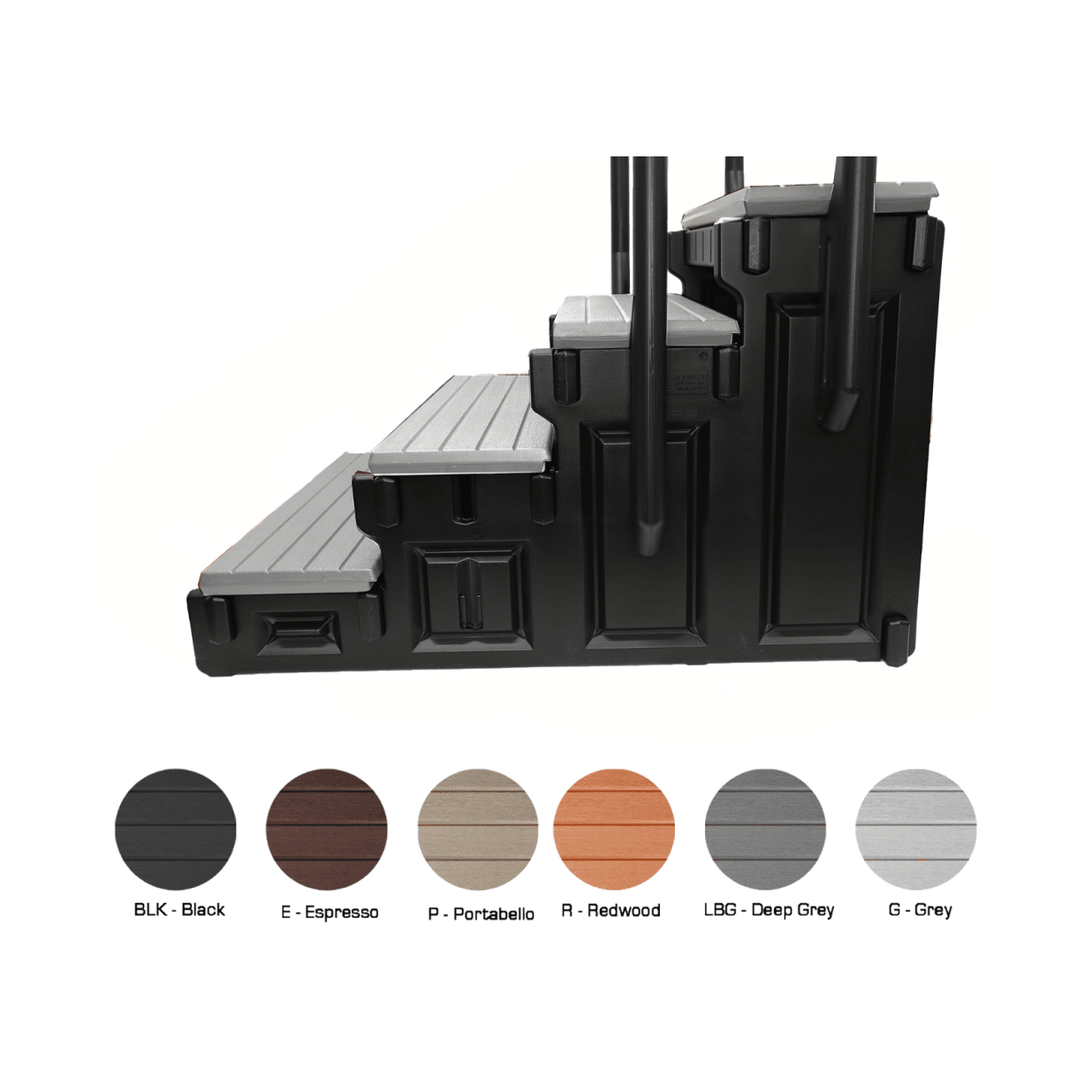 36" Gray 4 Tread Signature Spa Steps With Black Frame