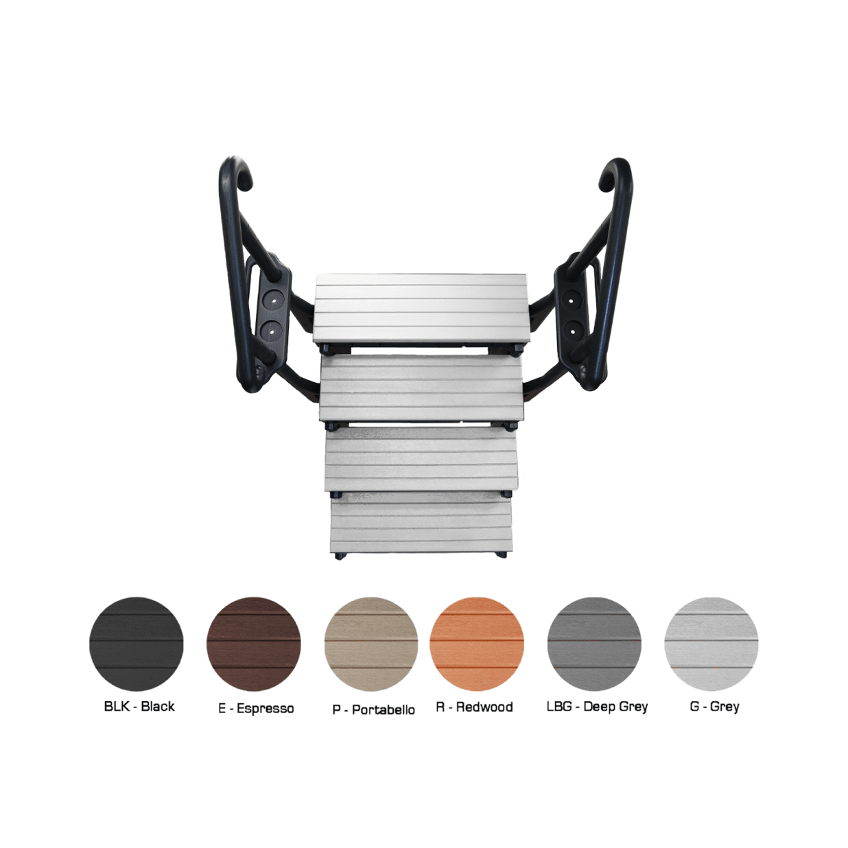36" Black 4-Tread Spa Step with Black Frame