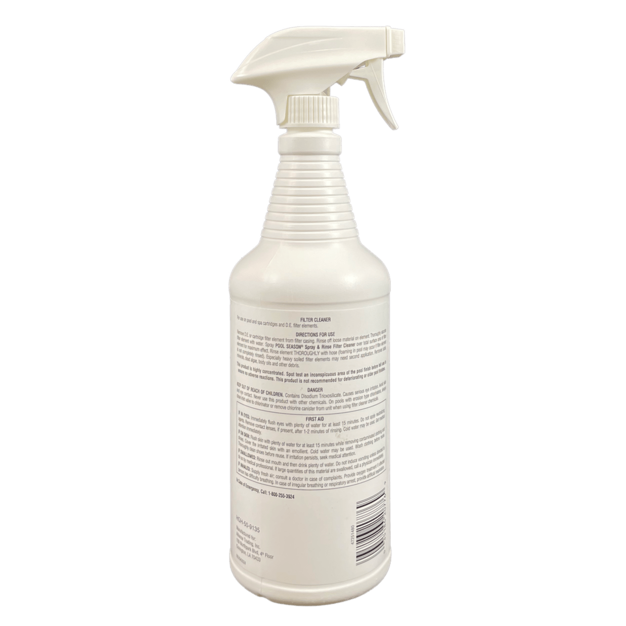 Filter Cleaner Spray N' Rinse – 1 Quart | Revives Old Pool Filters, Removes Dirt, Grime & Oils | Easy Spray-On Formula for Cartridge & DE Filters – No Soaking Required