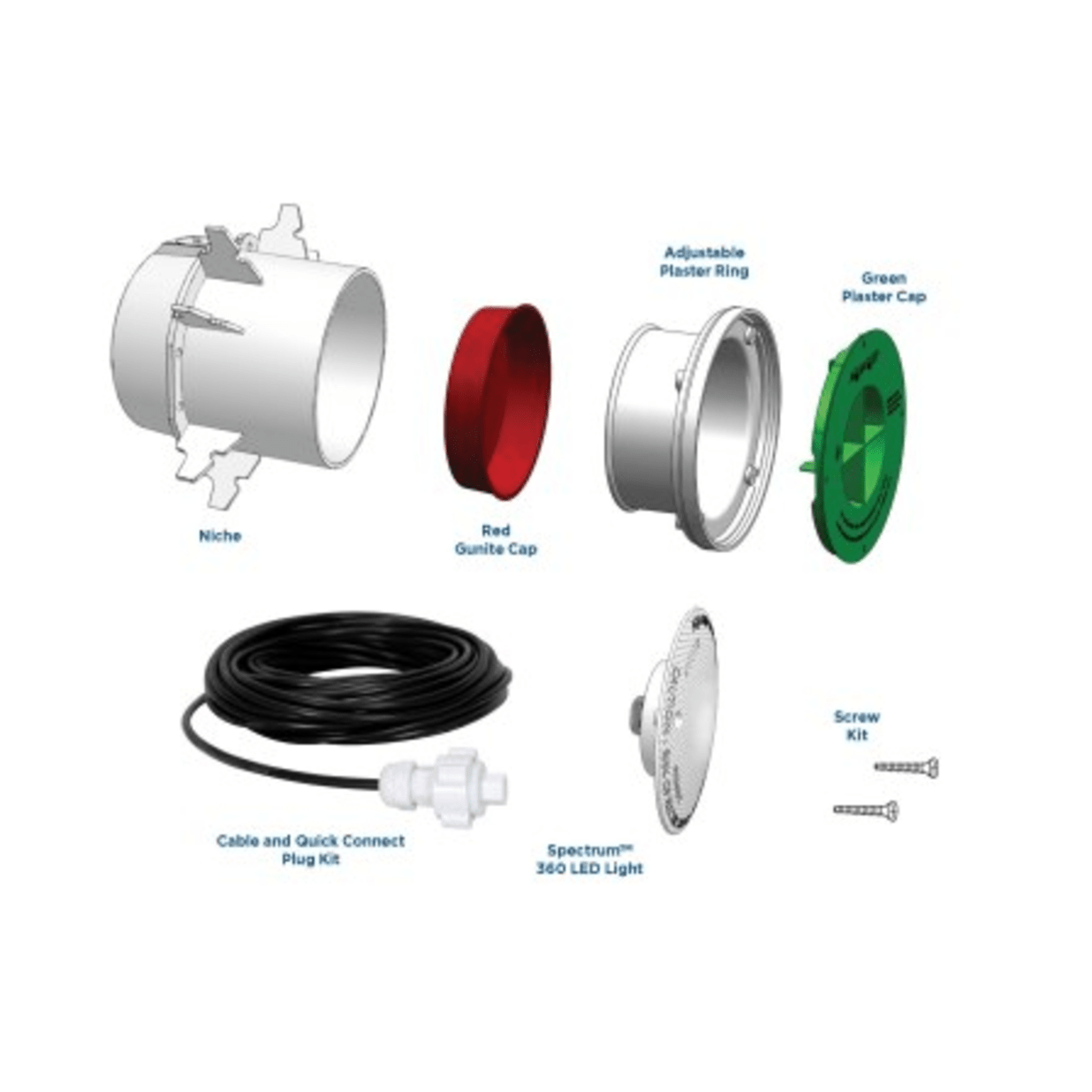 Multi-Color Spectrum 360 Pentair LED Light Kit with 50' Cable and Niche