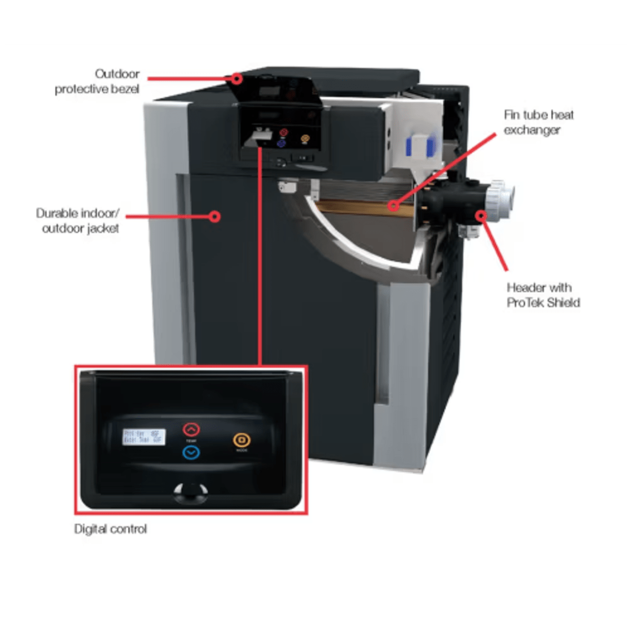 High Altitude Model R266A Digital Natural Gas Heater, 266K BTU Copper Exchanger, P-R266A-EN-C #51, 2000-6000 Ft Elevation