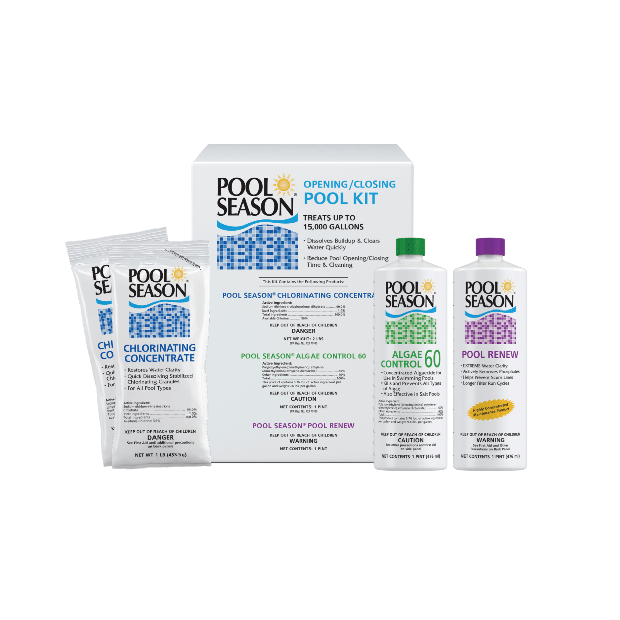 Pool Opening & Closing Chemical Kit, 15K Gallon