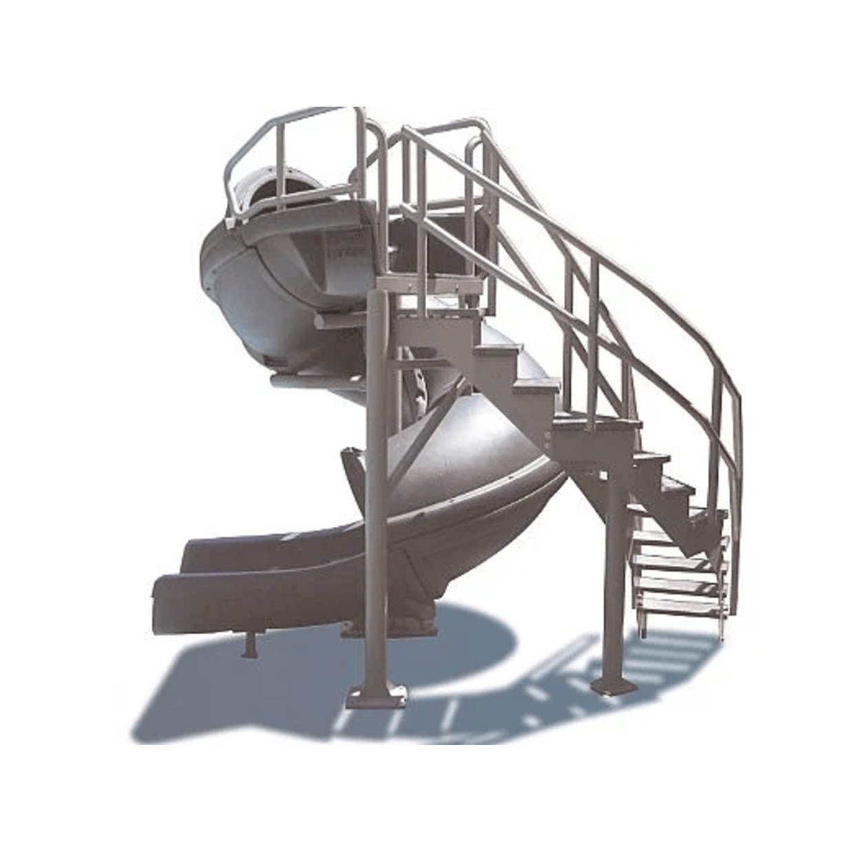 Vortex Open Flume Slide With Staircase, Gray Granite