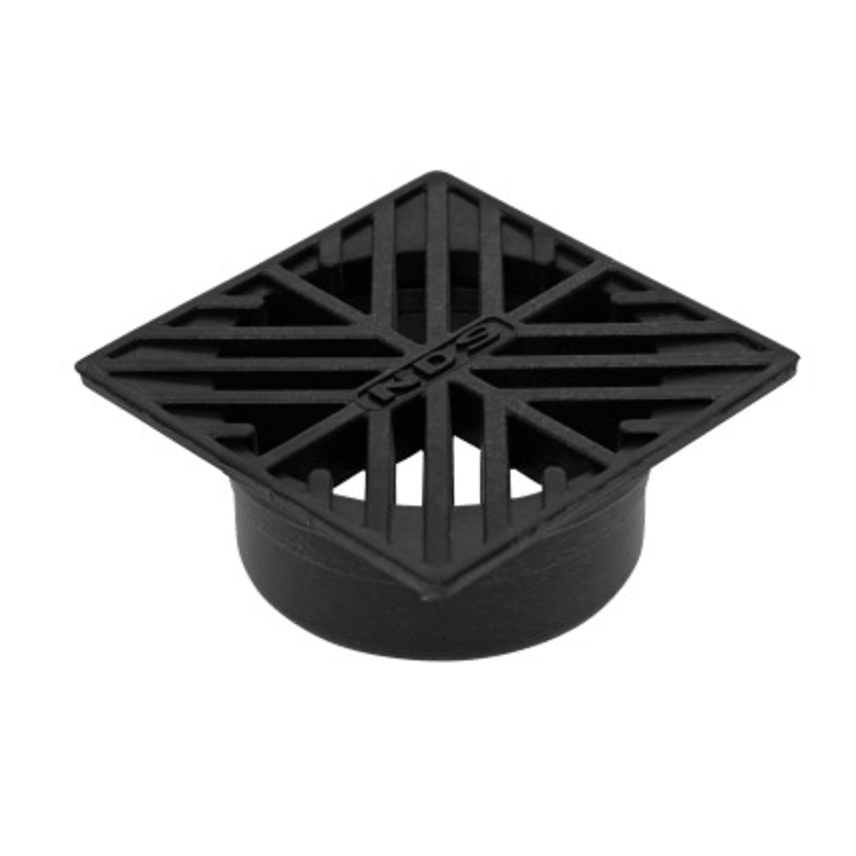 4" Black Plastic Square Grate, Connects To 3" Drain Pipes And Fittings