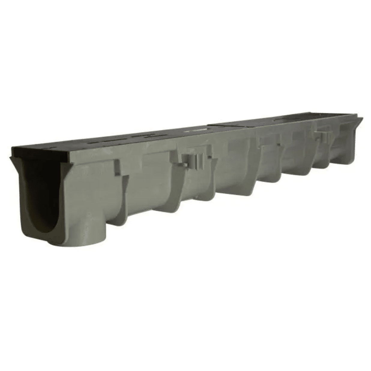 DS-094, Dura Slope 6" x 4' x 6.8" Light Gray Channel Drain, 5.0" To 5.3" Invert Depth