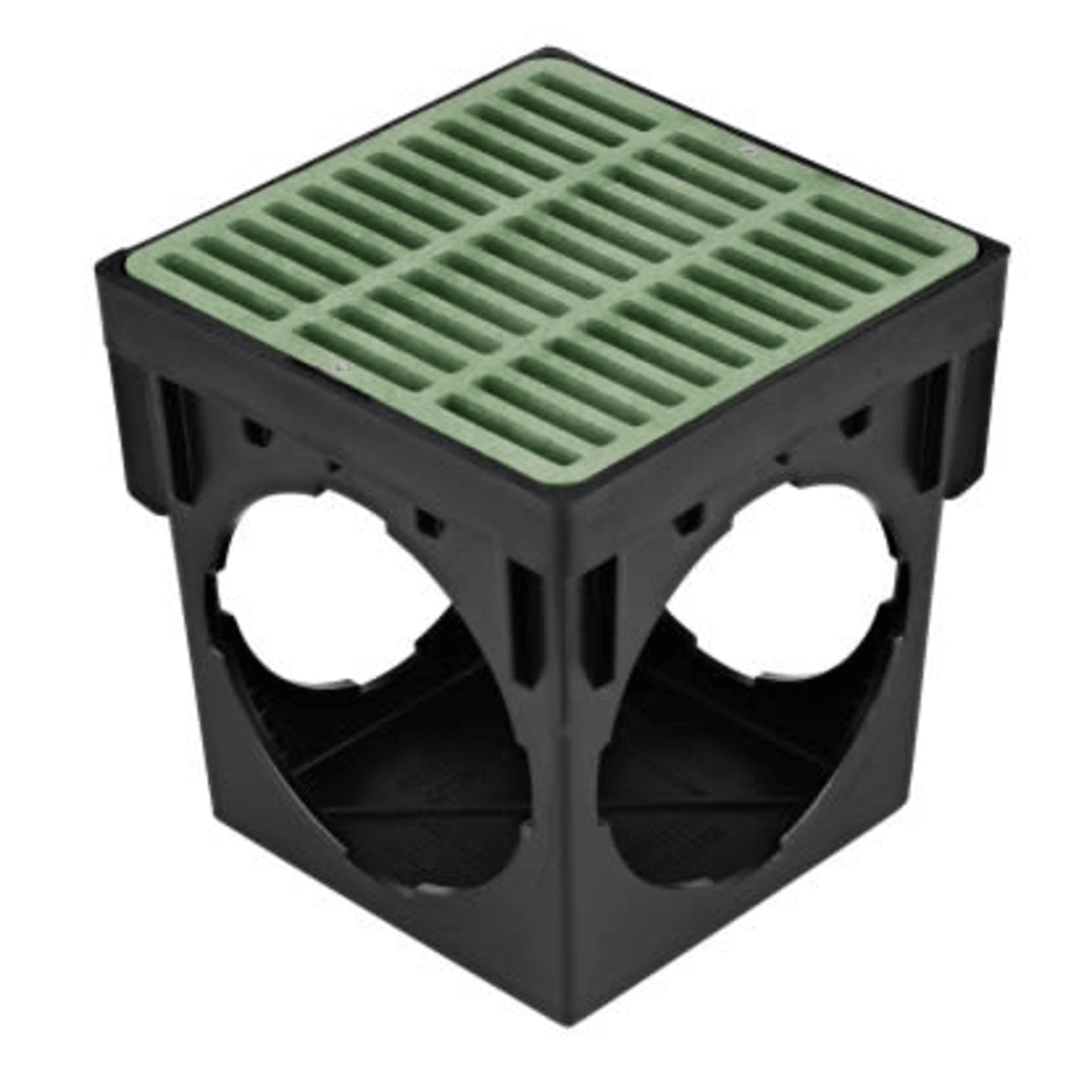 9" Black Square Catch Basin Drain With 4 Openings