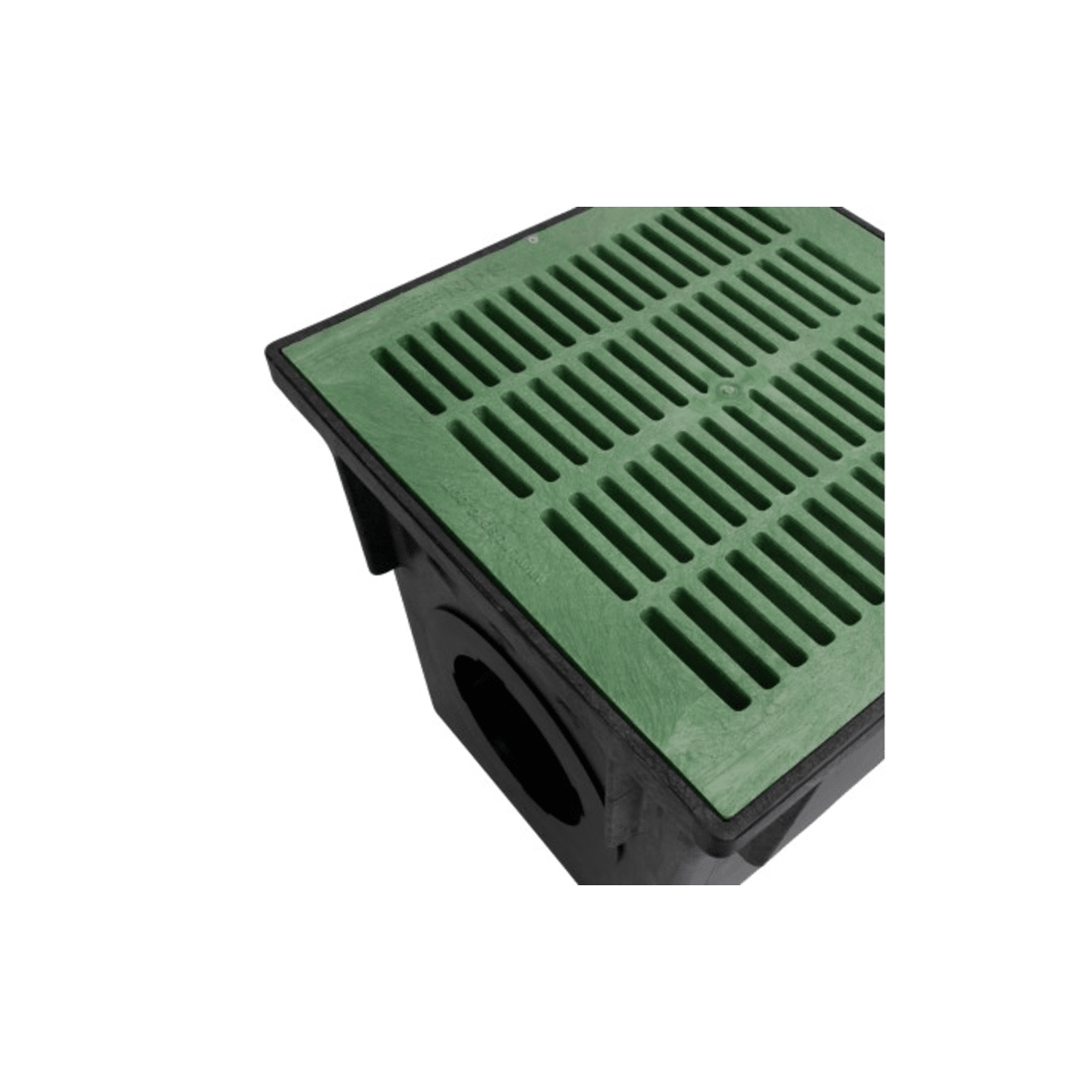 1882GRKIT 18" Black Square Catch Basin Drain Kit W/ Green Plastic Grate