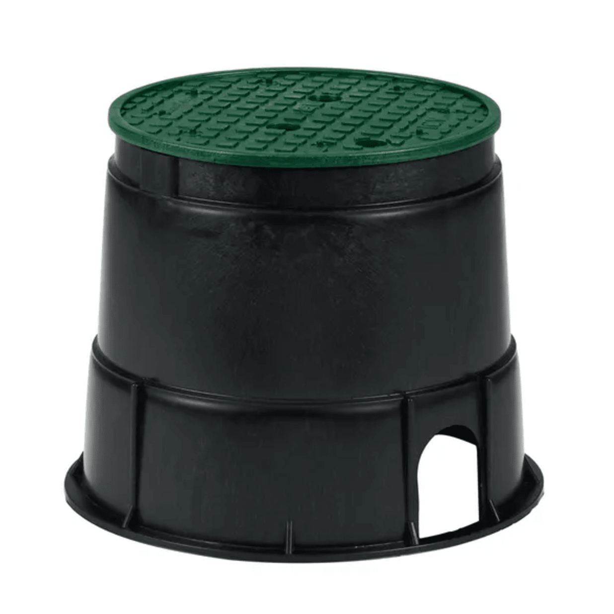 PVB10RND - 10 in. Round PVB Valve Box - Black Body & Overlapping Green Lid
