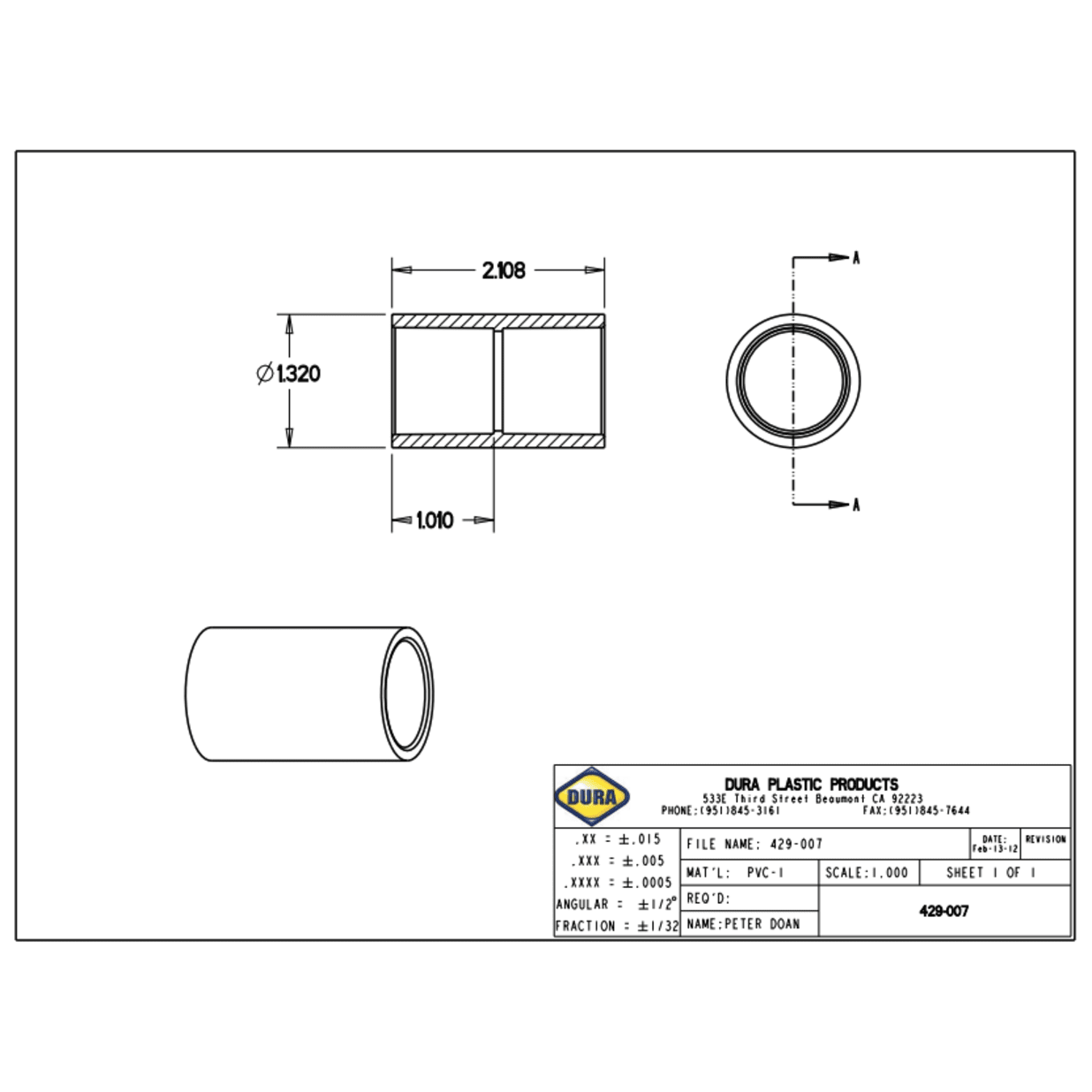 3/4-Inch Coupling, Slip x Slip (Each)
