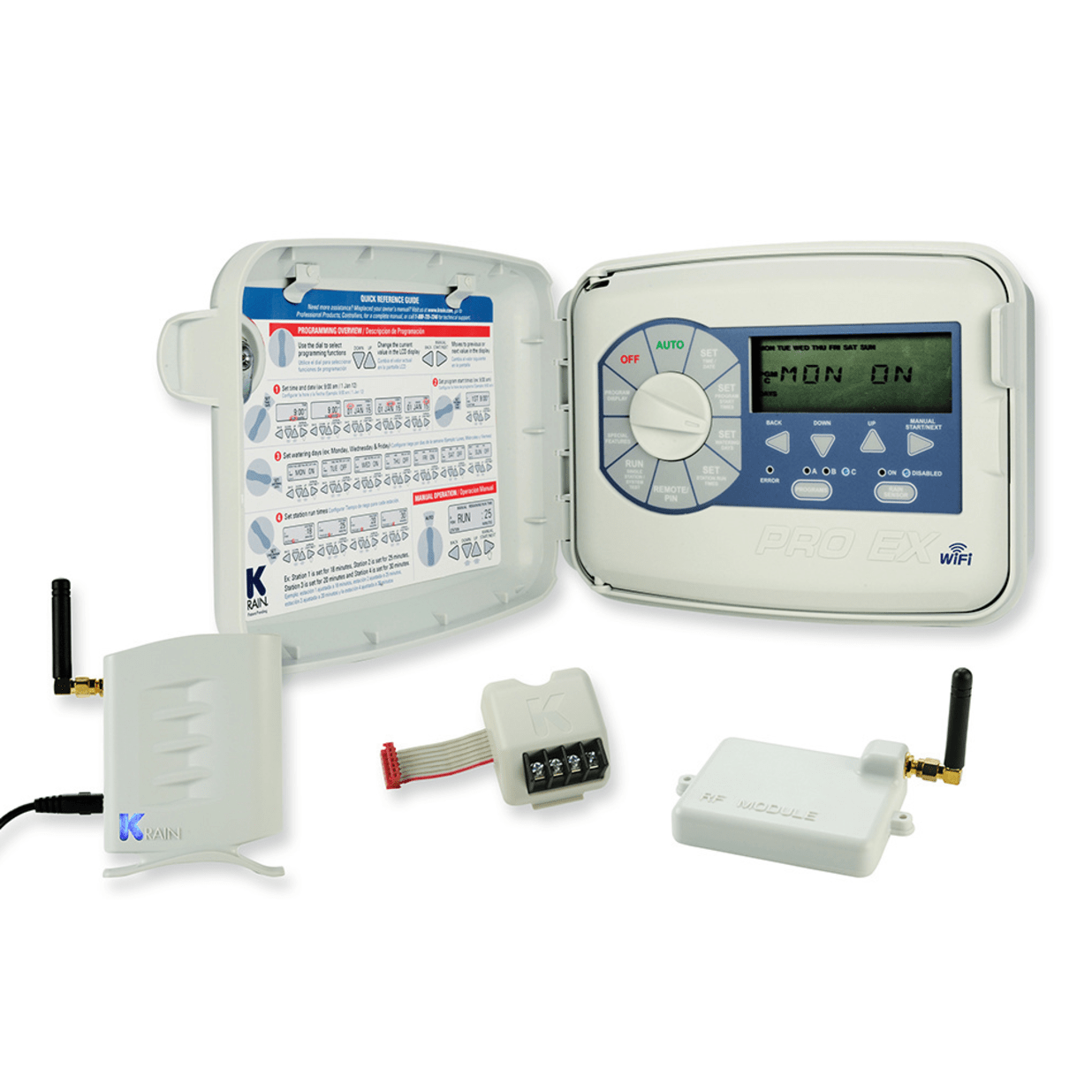 PRO EX 2.0 Modular Indoor Irrigation Controller, 4 Station, 110V, WiFi Hub, RF Module, Antenna