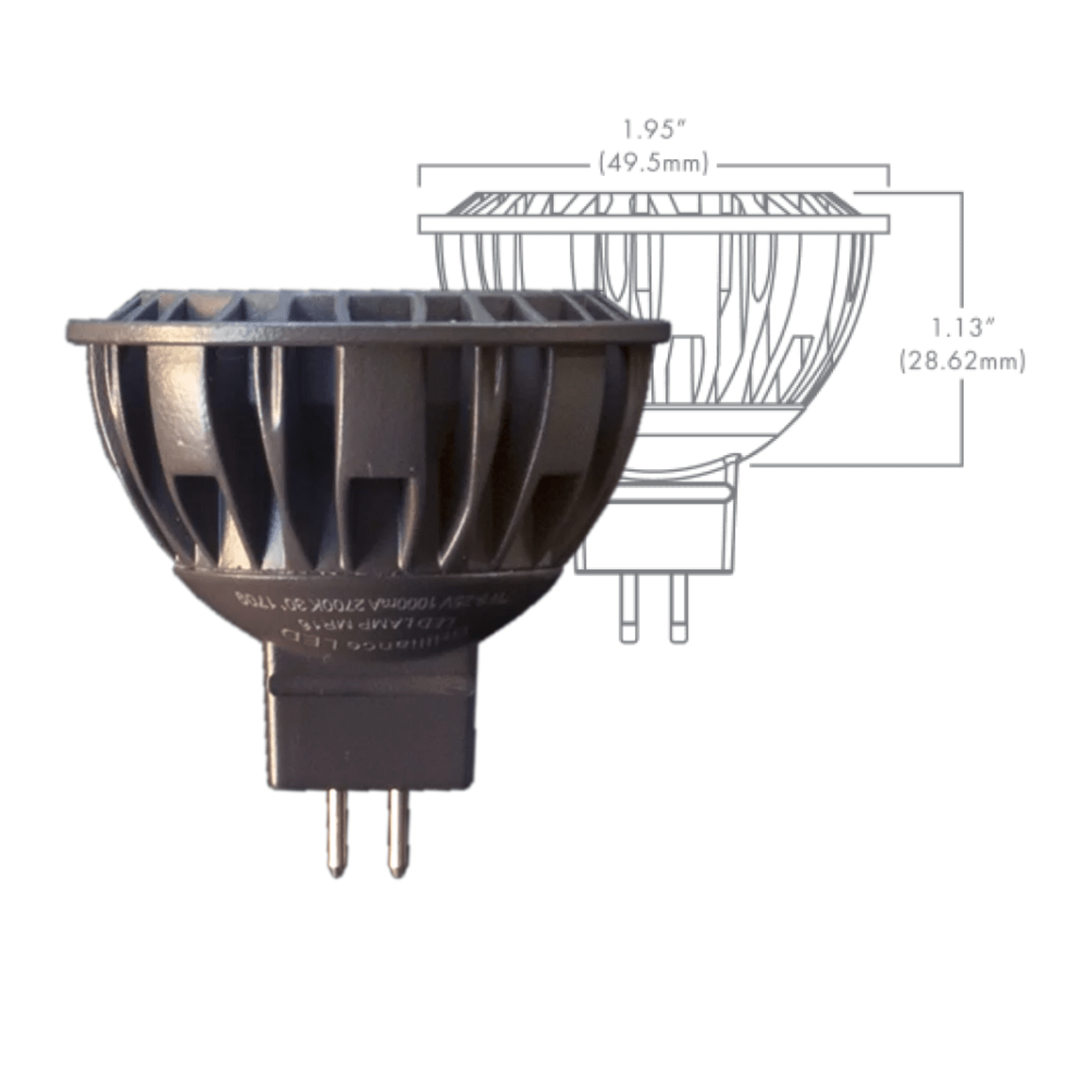 MR16 LED- 7-Watt, 3000K, 60 Deg, 8-25Vac, Dimmable, 1.2A Max Current