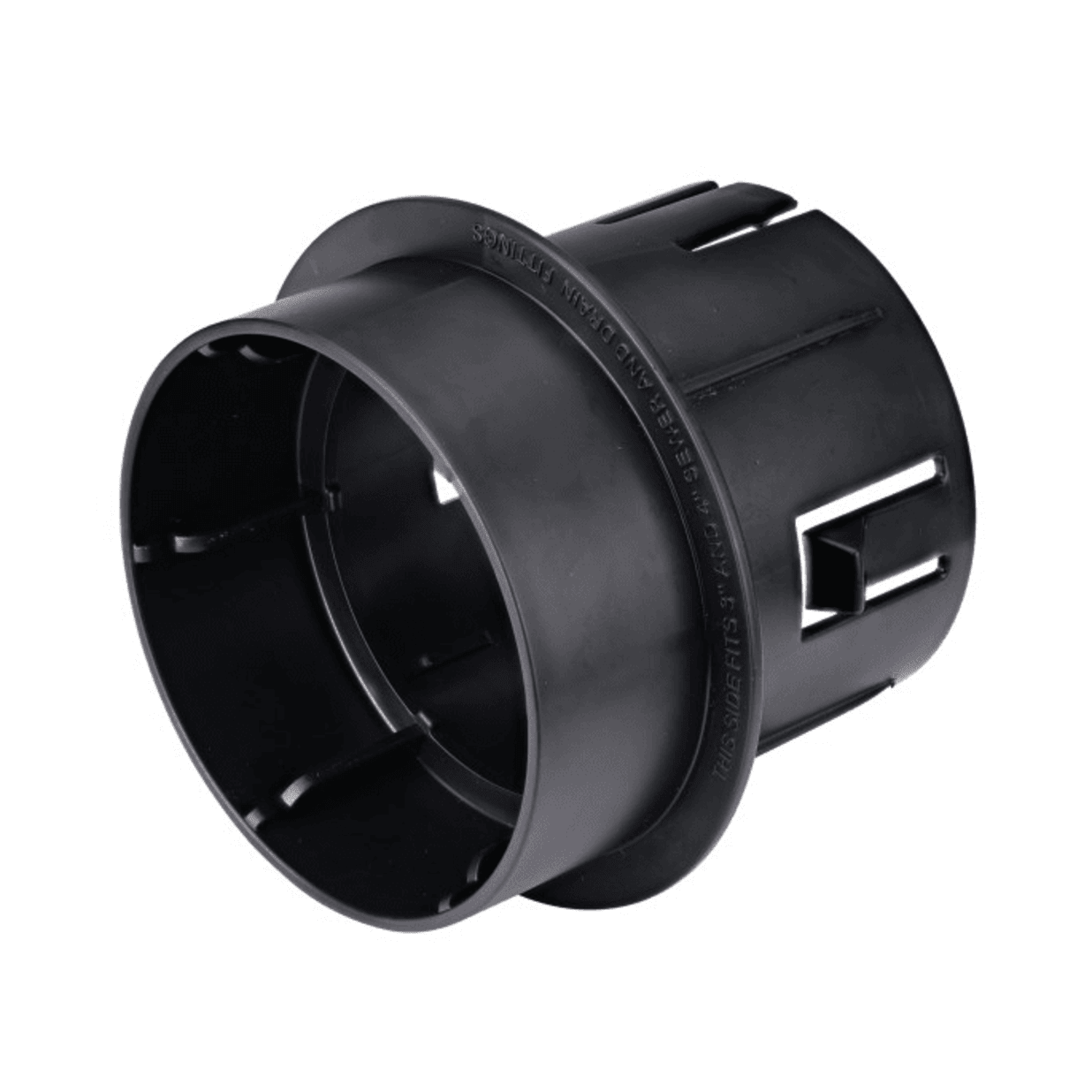 1241, Black Adapter Connects Pop-Up Drainage Emitter with Elbow to 3" & 4" Drain Pipes