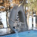 Tidal Wave Pool Slide, Grey with Light Package, Left Turn