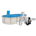 12'x24' Oval Essex Aboveground Pool Package, 52" Wall, Blue Overlap Liner, 16" Sand Filter System, 3/4 Hp Pump, A-Frame Ladder, And Skimmer - Complete Package