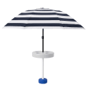 Pool Buoy Floating Pool Umbrella – 5'7" UV-Resistant Adjustable Shade with 5 Cup Holders, No-Tool Assembly, Stable Weighted Base – Ideal for Pools, Lakes, and Hot Tubs – Black & White Stripe