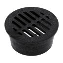 3" Black Plastic Round Grate, Connects To 3" Drain Pipes And Fittings