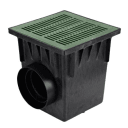 1882GRKIT 18" Black Square Catch Basin Drain Kit W/ Green Plastic Grate