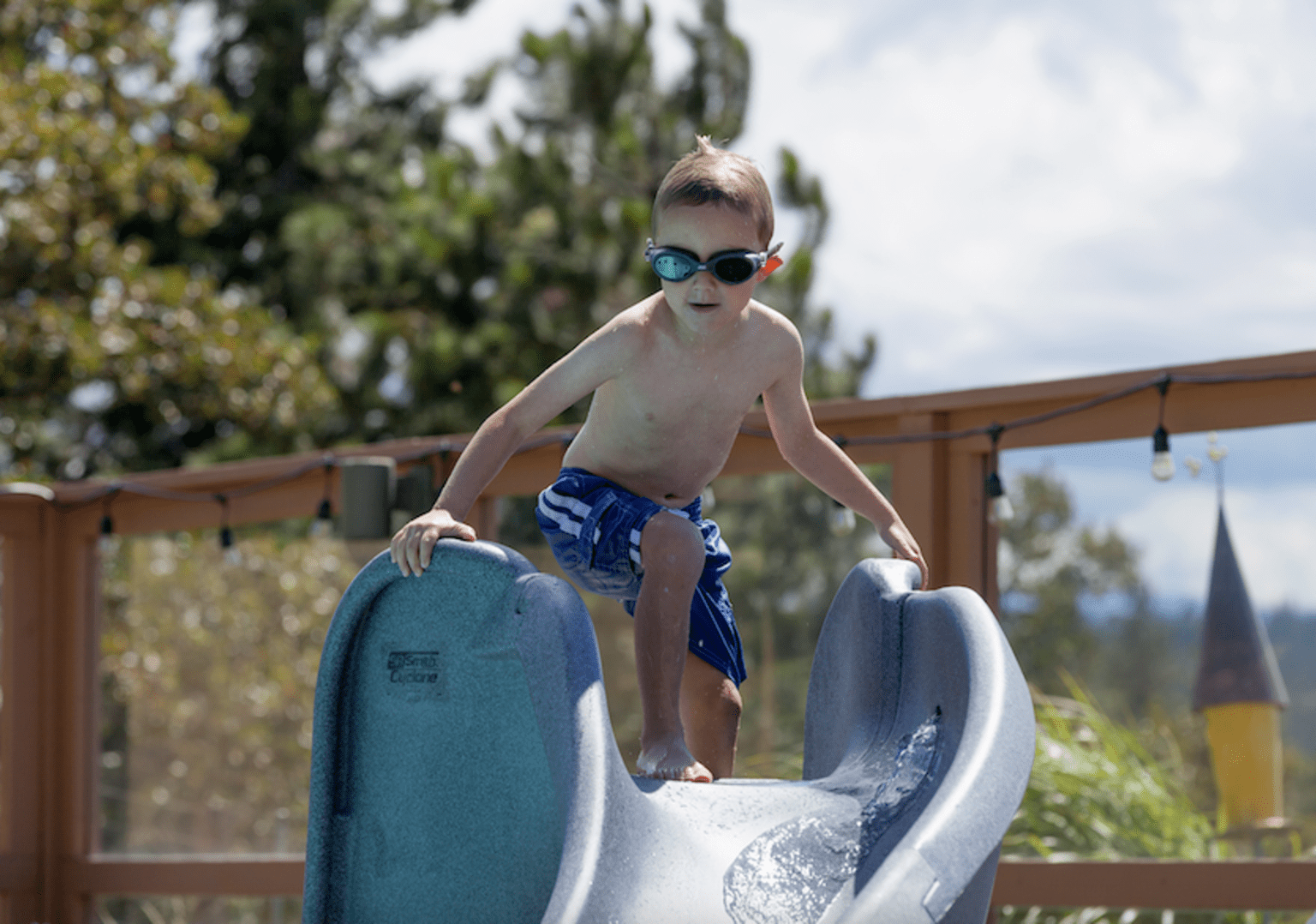 Cyclone Complete Pool Slide, Right Turn - Taupe