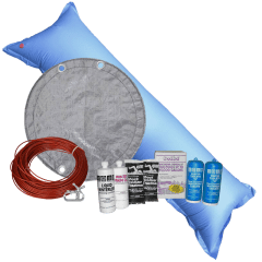 12'x18' Oval King Soild Winter Cover Bundle with 15k Chemical Closing Kit and 4.5' x 15' Air Pillow