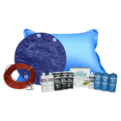 30' Round Royal Solid Cover Bundle with 35k Chemical Kit and 4' x 8' Air Pillow