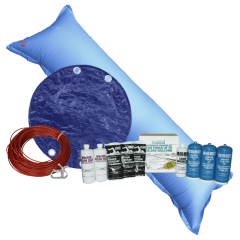 33' Round Royal Solid Cover Bundle with 35k Chemical Kit and 4.5' x 15' Air Pillow