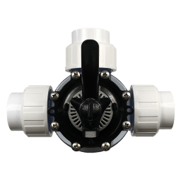 3 Way Valve, Clear PVC with Unions 1.5"