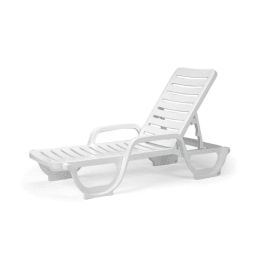 Pack of 18 - Bahia Stacking Chaise Lounge Chair, White
