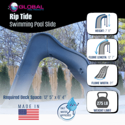 Riptide Pool Slide - Grey, Right turn GPPSRT-GREY-R