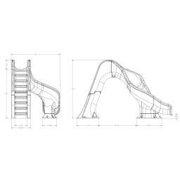 Riptide Pool Slide - Grey with light package, Left turn GPPSRT-GREY-L-LED