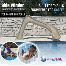 Side Winder Pool Slide, Sand - Right Turn