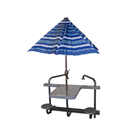 High-Top (2 Seat) Swim-Up Bar, Copper Vein Frame, Granite Sand Top and Matching Umbrella