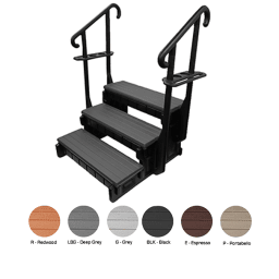 36" Deep Gray 3-Tread Spa Step with Black Frame
