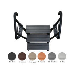 36" Deep Gray 3-Tread Spa Step with Black Frame