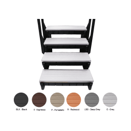 36" Black 4-Tread Spa Step with Black Frame