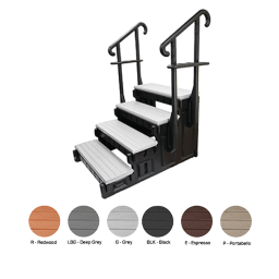 36" Espresso 4-Tread Spa Step with Black Frame