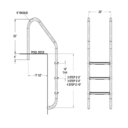 3-Step Pool Ladder with Stainless Steel Treads