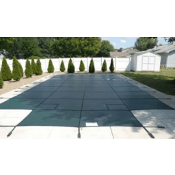 18' x 36' Rectangle Mesh Safety Cover w/ 4' x 8' CES, Blue, 20-1836RE-CES48-SAP-BLU