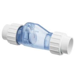 1 inch Swing-Spring Clear Check Valve with Unions .5 lb Slip x Slip