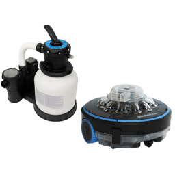 12" Above Ground Pool Sand Filter, 0.3HP Single Speed Pump with Aquamoto Scrubo Zoom Cordless Robotic Pool Cleaner Kit