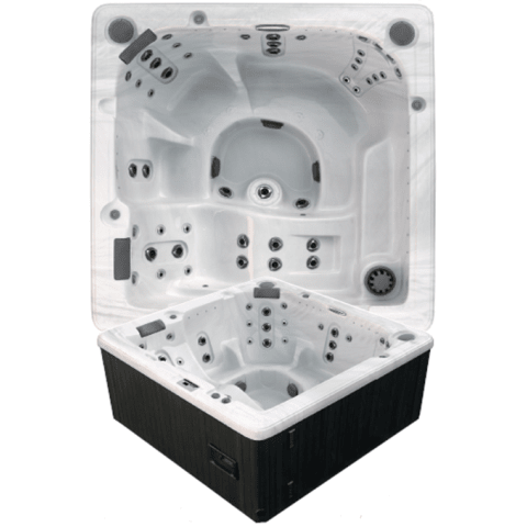 Hot Tub, 6 Person, 45 Jet, Sterling Marble Finish, with Gray Skirt