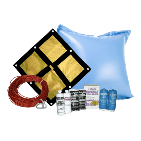 21' Round Emperor Soild Winter Cover Bundle with 15k Chemical Closing Kit and 4' x 4' Air Pillow