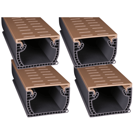 Flowmaster 4.75" Wide Commercial Deck Drain 10' Section With Plastic Top Cover, Tan (Box of 4)