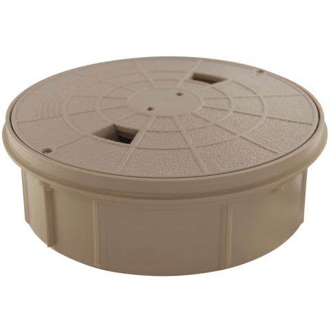 Tan Bermuda Gunite Skimmers Deck Lid and Collar Assembly with Screws