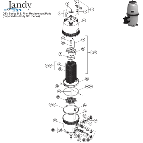 Jandy DEV Series DE Filter Parts