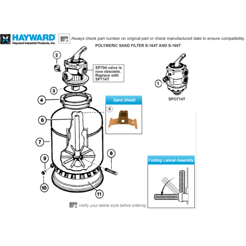 Hayward S164T, S166T Sand Filter Parts