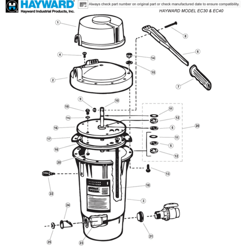 Hayward Perflex  EC30, EC40 D.E Filter Parts